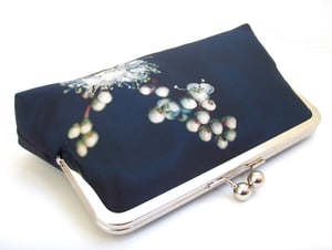 Image of Meadowsweet flower, silk clutch bag with optional chain handle