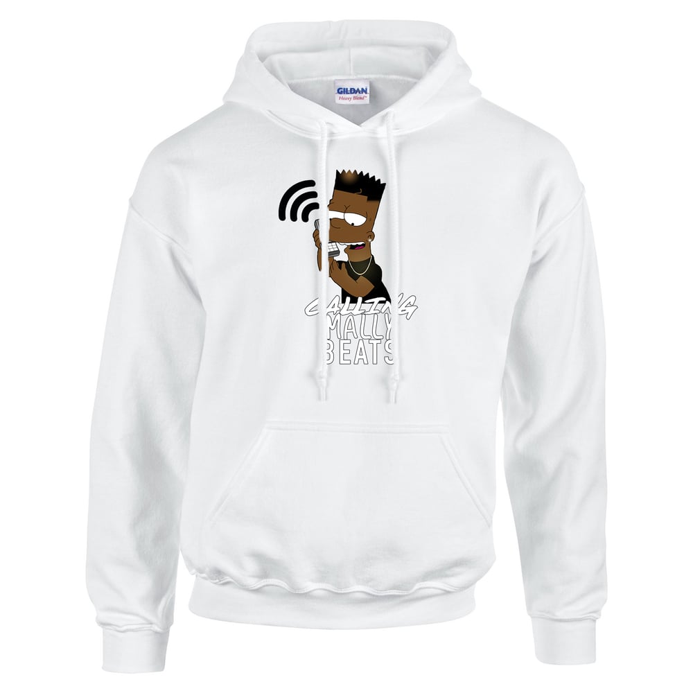 Image of "Calling Mally Beats" Logo Hoodie (White/Black/Red)