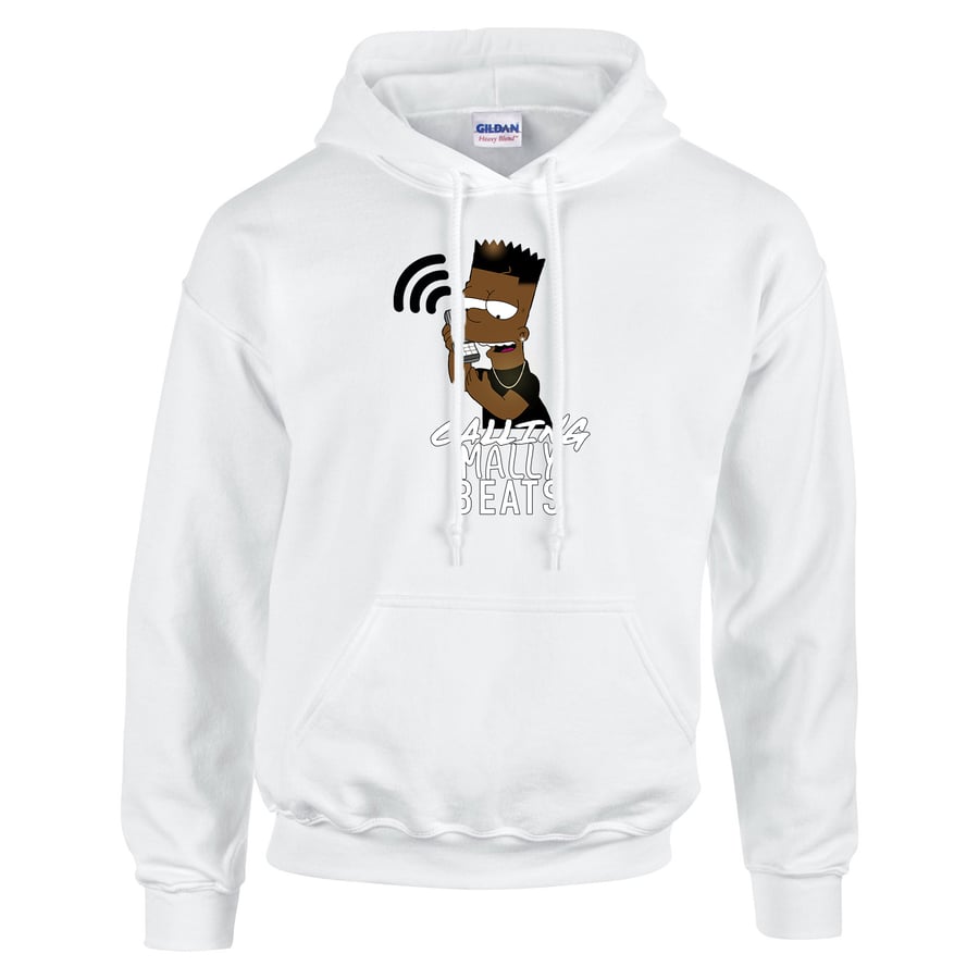 Image of "Calling Mally Beats" Logo Hoodie (White/Black/Red)