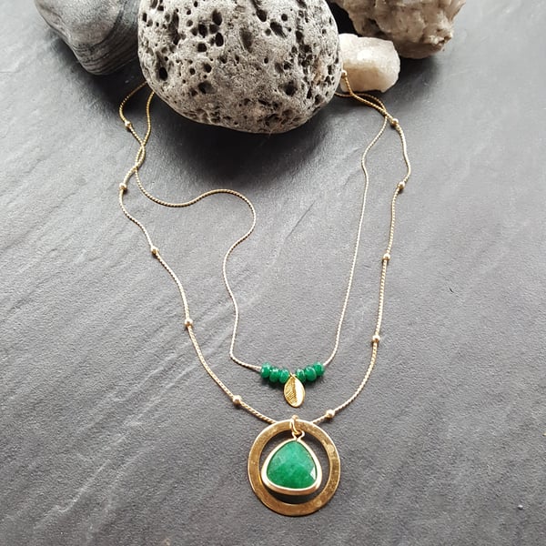 Image of Twin Green Agate Necklace