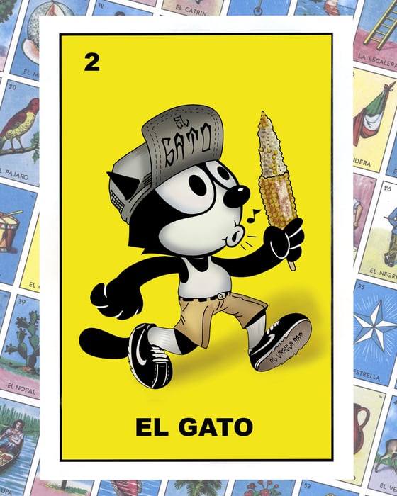Image of Large El Gato loteria card print