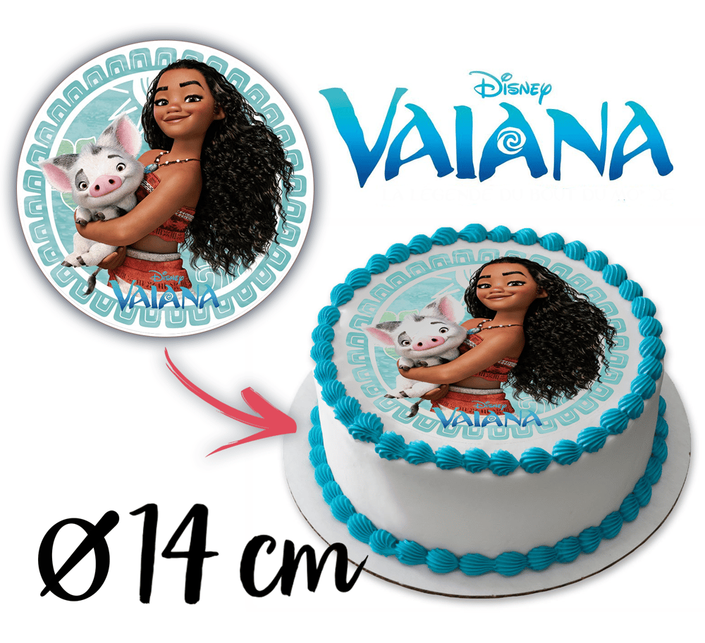 Image of Ēdamais attēls likšanai uz kūkas "VAIANA" 14cm diametrs (2 varianti)