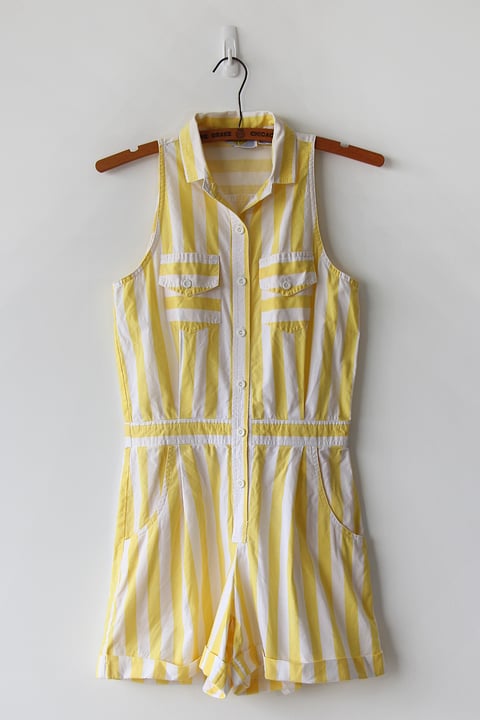 Image of SOLD Sunny Stripes Pocket Romper