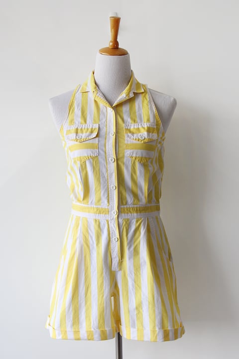 Image of SOLD Sunny Stripes Pocket Romper