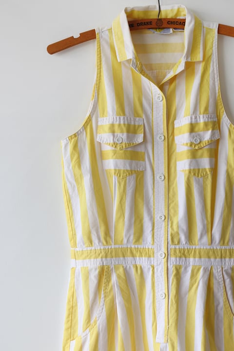 Image of SOLD Sunny Stripes Pocket Romper