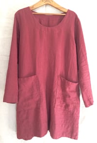 Image 1 of long sleeve linen dress with pockets