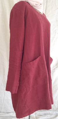 Image 2 of long sleeve linen dress with pockets