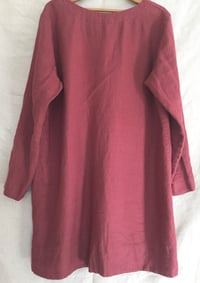 Image 4 of long sleeve linen dress with pockets