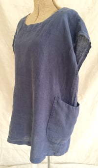 Image 1 of linen capped sleeve tunic, navy