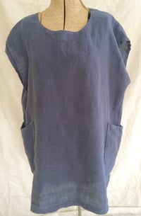 Image 2 of linen capped sleeve tunic, navy