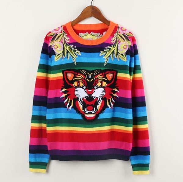 Gucci tiger hot sale rainbow sweater