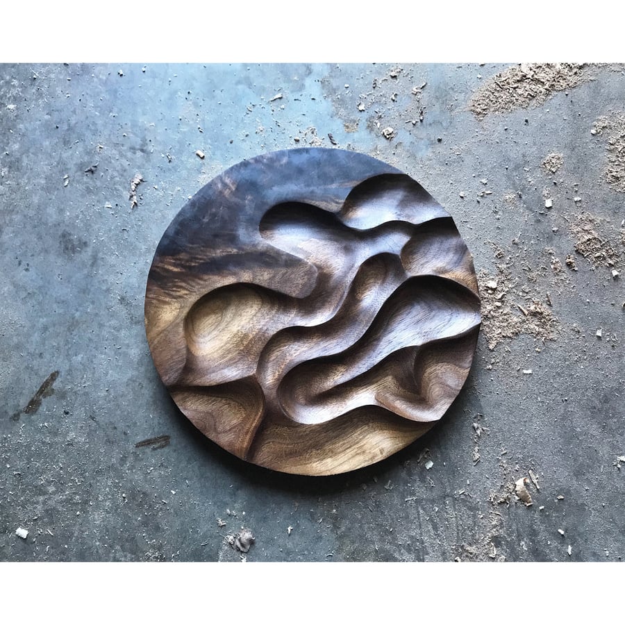 Image of Erosion 2. Walnut wall hanging/ display piece.