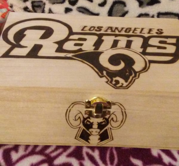 Image of Wood Burned Sports Logo Box
