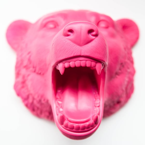 Image of Boris the bear - resin wall art (hot pink)