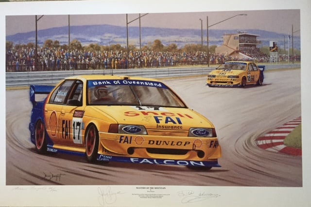 Image of Bathurst 1994 Print Signed by Dick Johnson & John Bowe. "Masters of the Mountain".