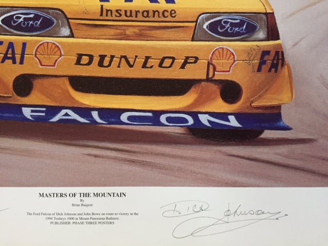Image of Bathurst 1994 Print Signed by Dick Johnson & John Bowe. "Masters of the Mountain".