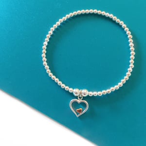 Image of Sterling Silver Rose Gold & Silver Heart Within a Heart Charm Bracelet