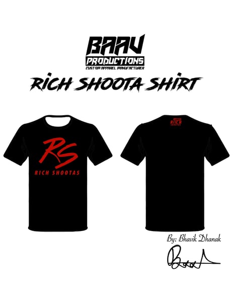 Image of RS Black Tee Shirt with Red Font