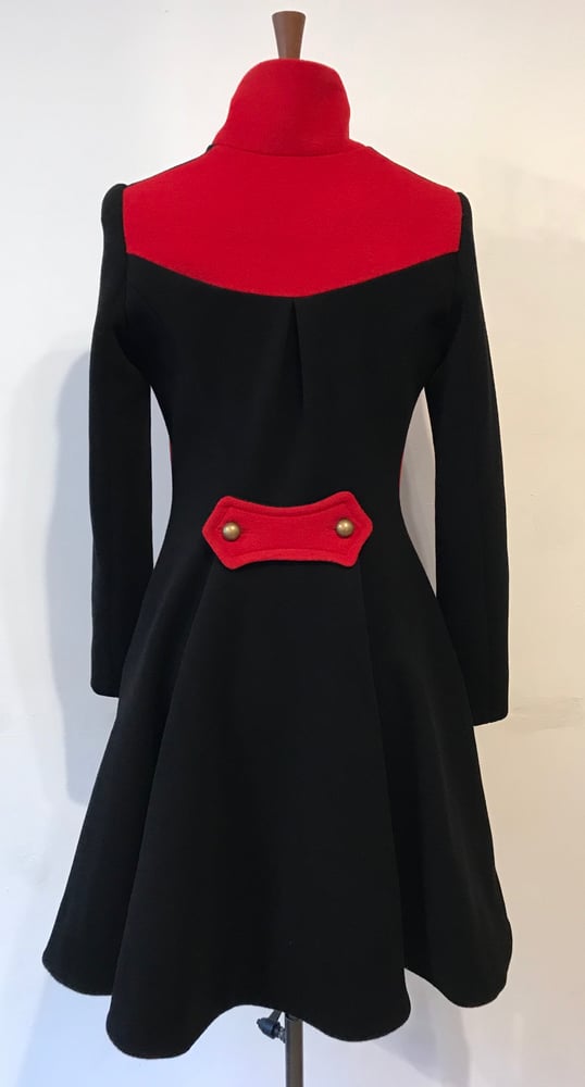Image of Colour block coat with contrast side panels