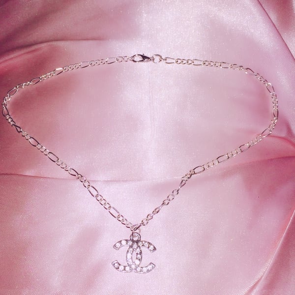 Image of Silver Plated Rhinestone Coco Necklace