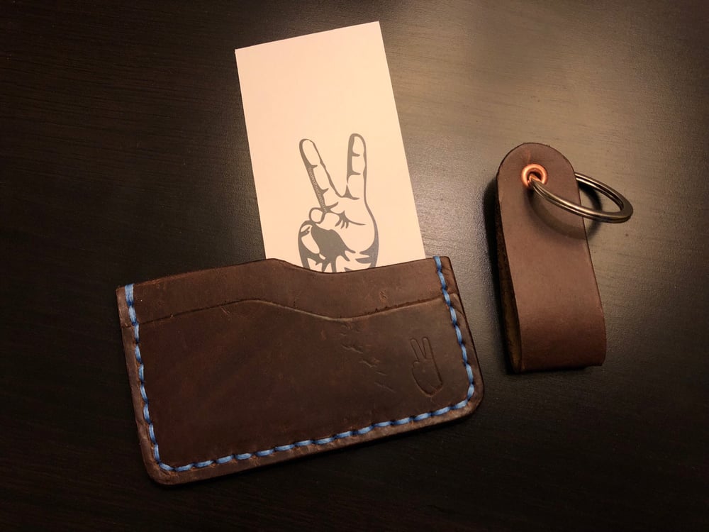 Image of No.15 Minimalist Club Wallet- Blue Saddle Stitch