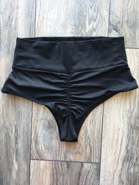 Image 4 of Cheeky High cut bottoms with scrunch bottoms "SOLID BLACK"