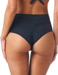 Image 1 of Cheeky High cut bottoms with scrunch bottoms "SOLID BLACK"