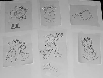 Image of FELIX THE CAT GOLDEN ANNIVERSARY EDITION DVD PACKAGING PENCIL SKETCHES - 6 PIECE SET