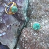Green Cosmic Ring - Aura Agate Crystal