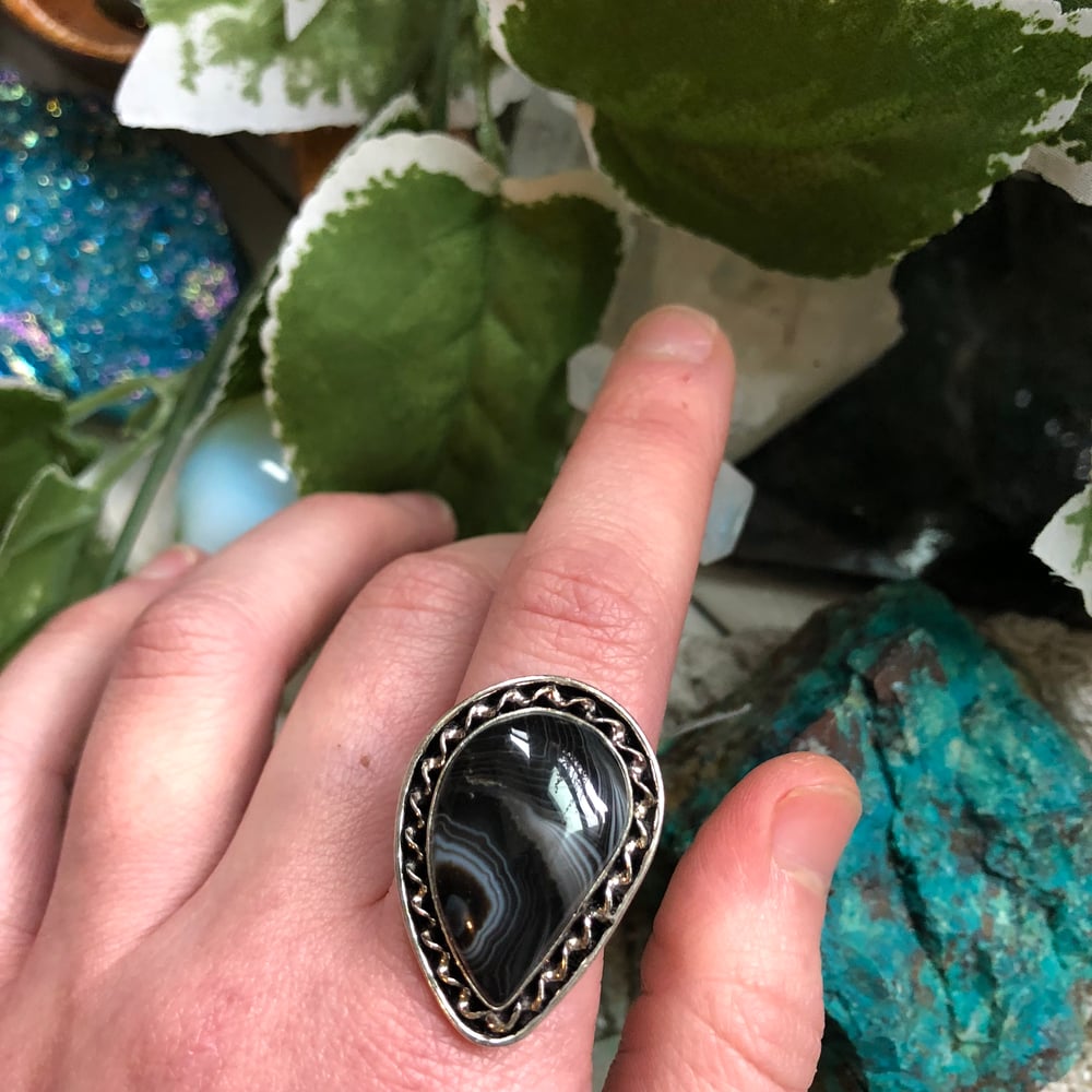 Image of "Cleo" Banded Agate Sterling Silver Ring (8.75-9.25)