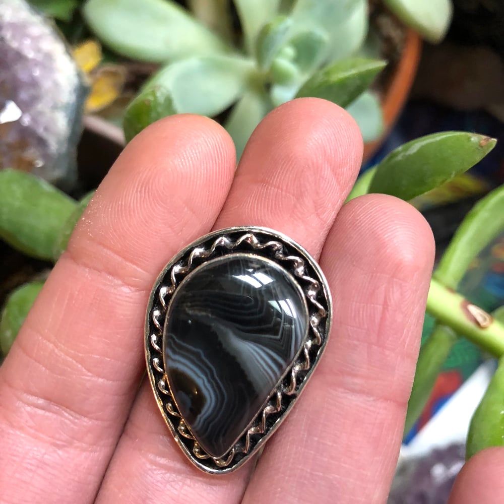 Image of "Cleo" Banded Agate Sterling Silver Ring (8.75-9.25)