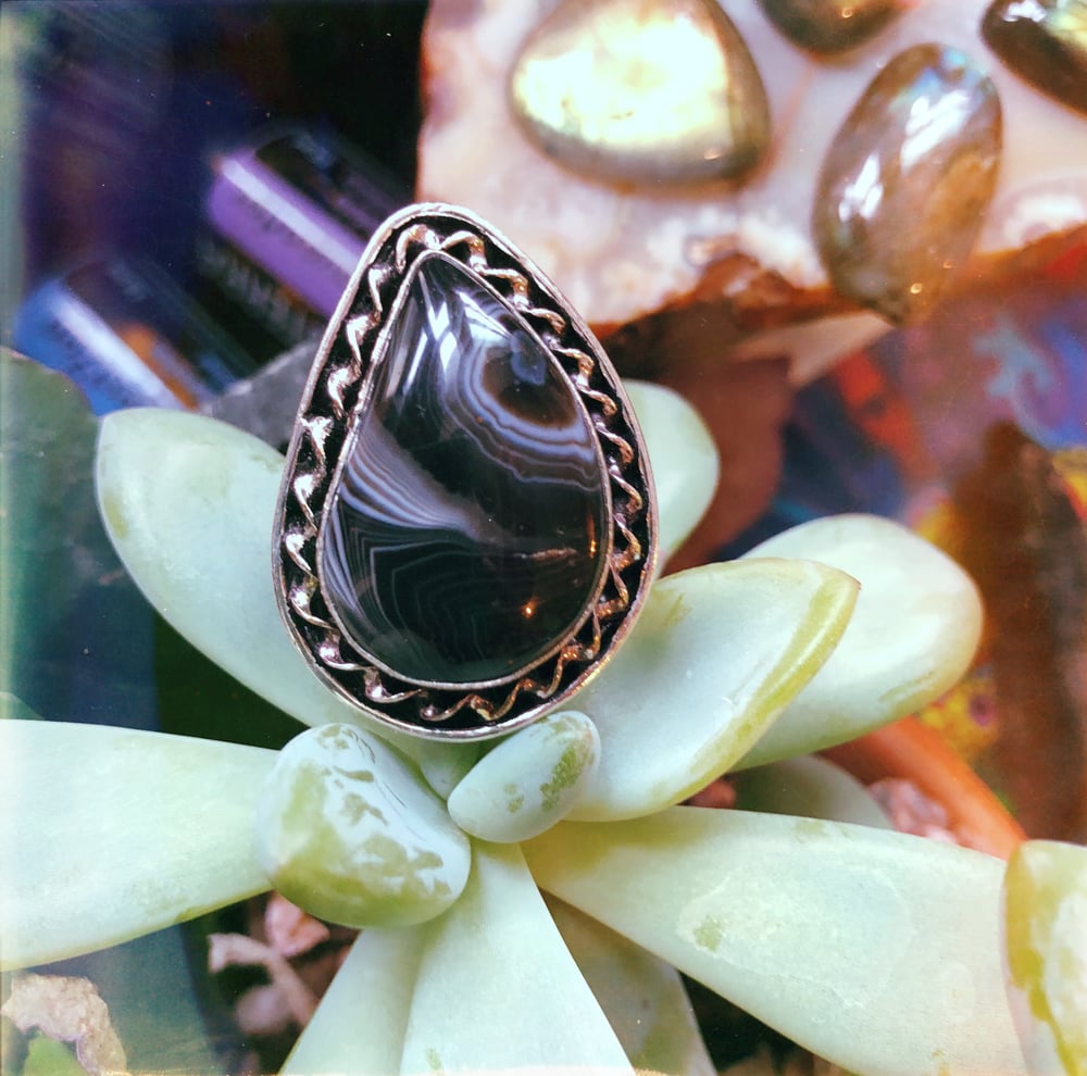 Image of "Cleo" Banded Agate Sterling Silver Ring (8.75-9.25)