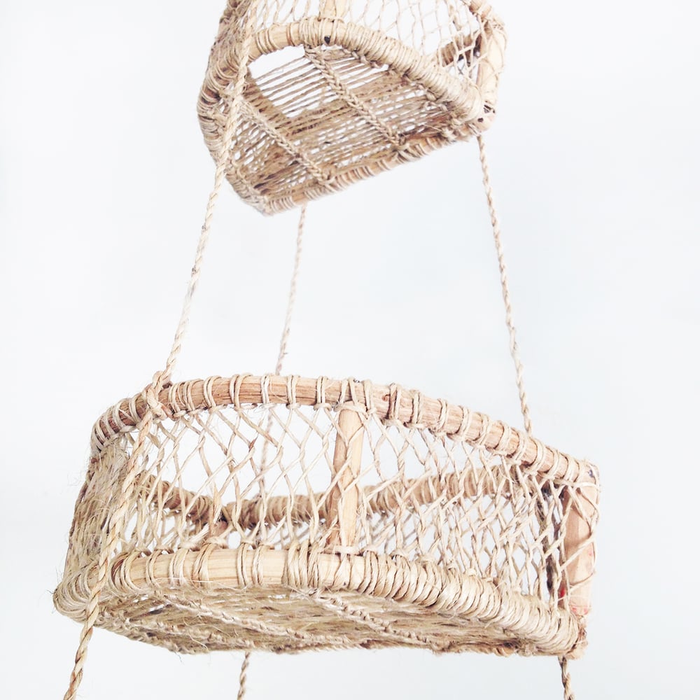 Image of Media Luna Handwoven Tree Bark Hanging Basket