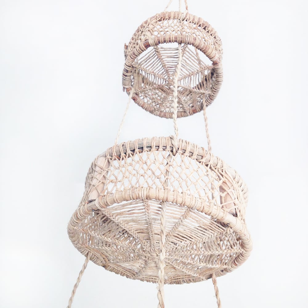 Image of Luna Handwoven Tree Bark Hanging Basket