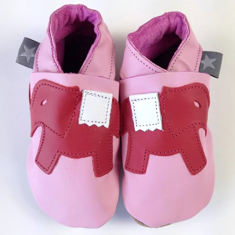 pink leather baby shoes