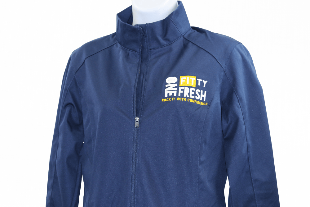 Image of One Fitty Fresh women's blue zip up jacket