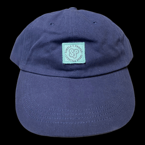 Image of S&P-“Circle Branded Logo” Leather PatchWork Washed 6-Panel StrapBack Cap (Navy)