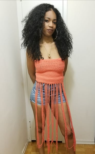 Image of Crochet Fringe tube top