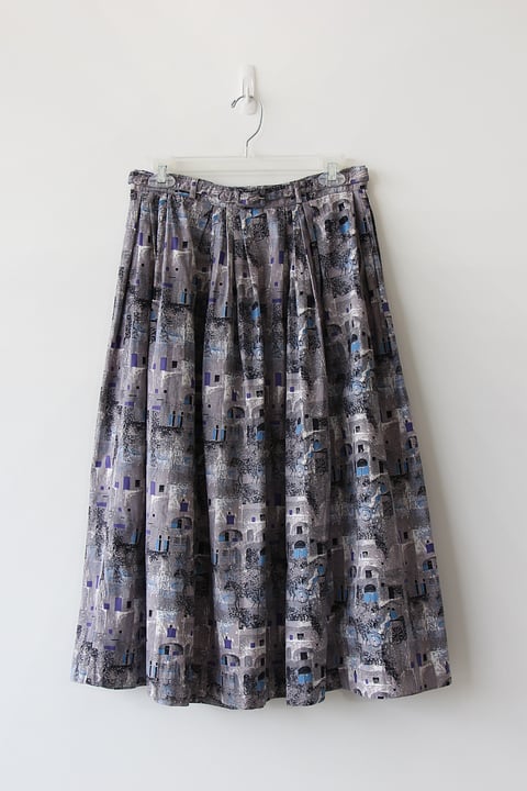 Image of SOLD Henry Rosenfeld Windows and Carriage Cotton Novelty Print Skirt