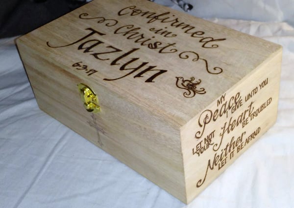 Image of Wood burned Confirmation box