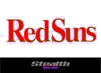 3x RED SUNS stickers/ decals