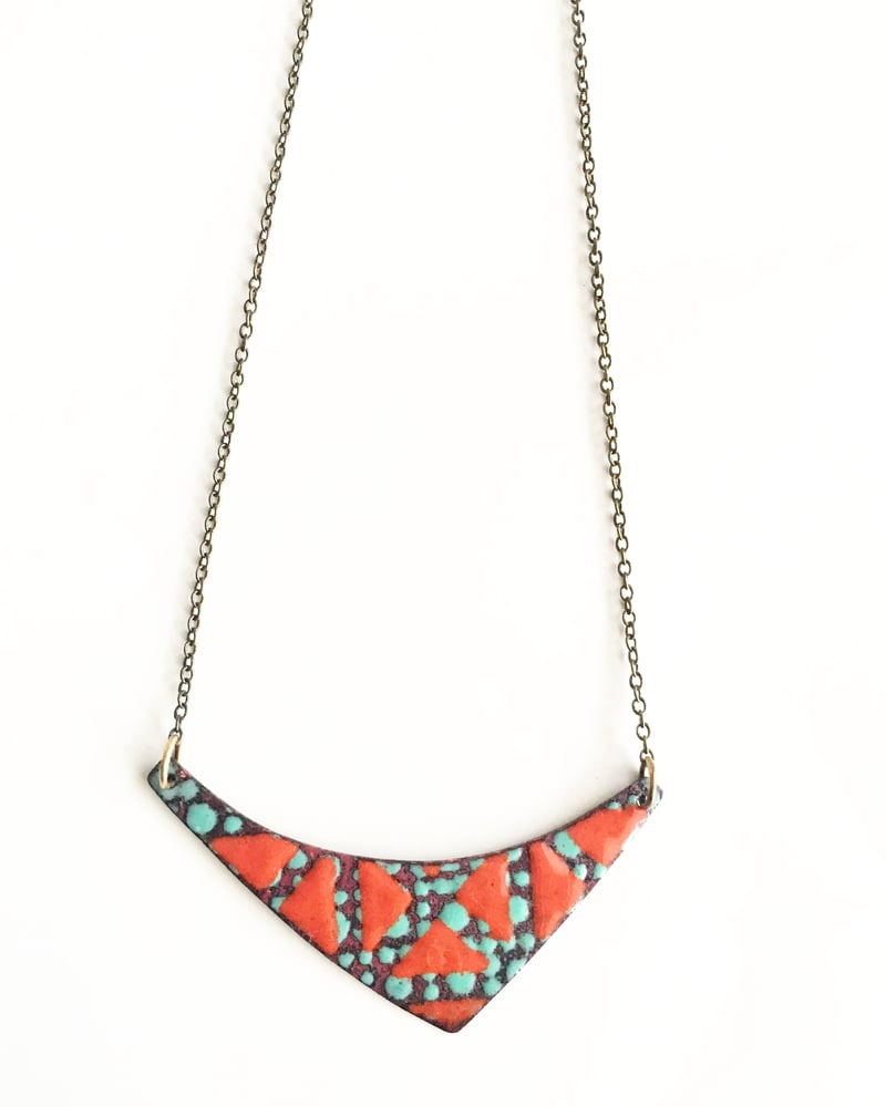 Image of Red and Aqua Enamel Necklace