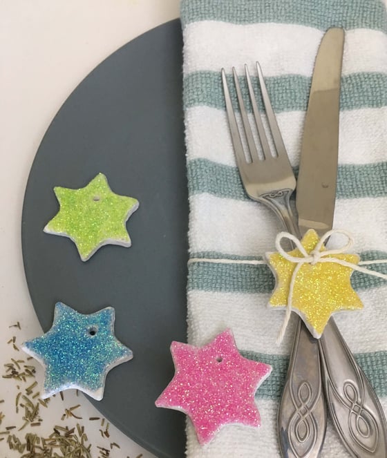 Image of Glittered mini star tags (Set of 4) I Star accents I Gift tag
