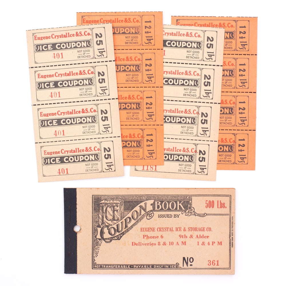 Image of 1940's Ice Coupon Ticket Booklet - Orange / Yellow
