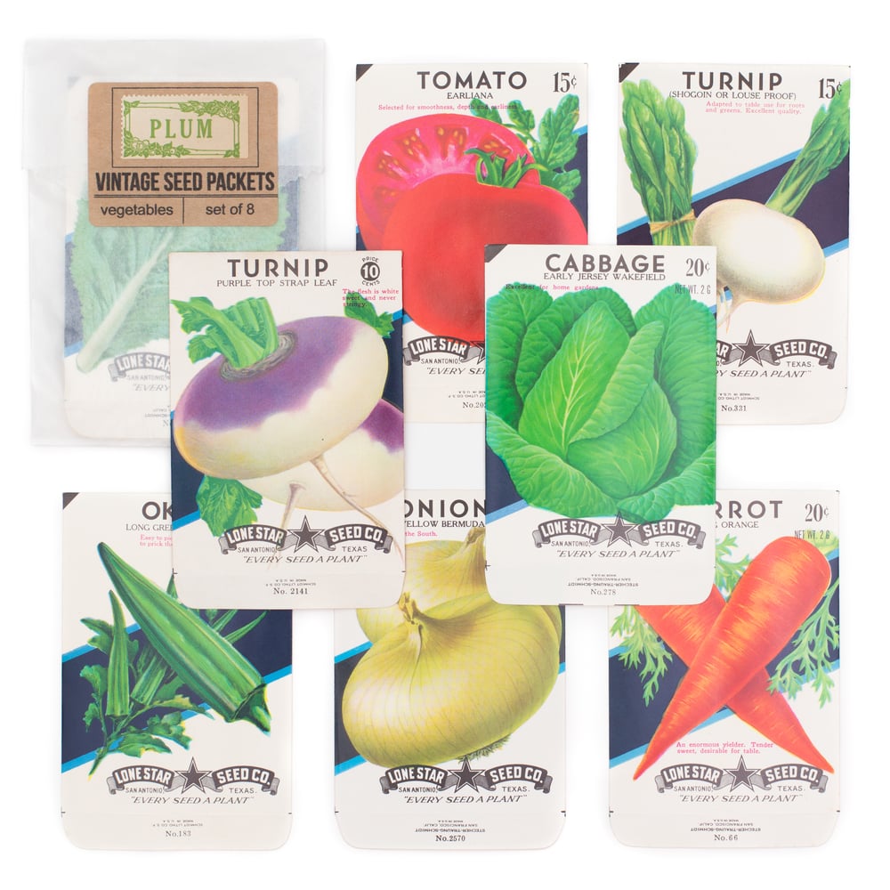 Image of Vintage Vegetable Seed Packets, No. 2 - Set of 8