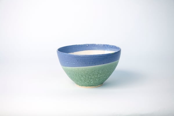 Image of powder blue & copper med. bowl