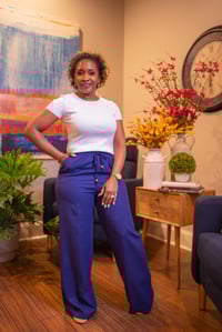 Image 2 of High-Rise Wide Leg Pants w/drawstring 