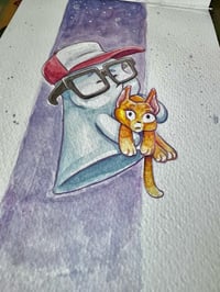 Image 2 of Max Walking His Cat (water Color Painting)