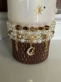 Image 1 of Starlight Shimmer Moon and Stars| Cream and Gold  Tumbler Bracelet Stack