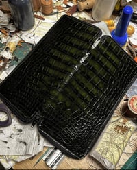 Image 4 of Antique Moss Green Alligator Travel zip Wallet